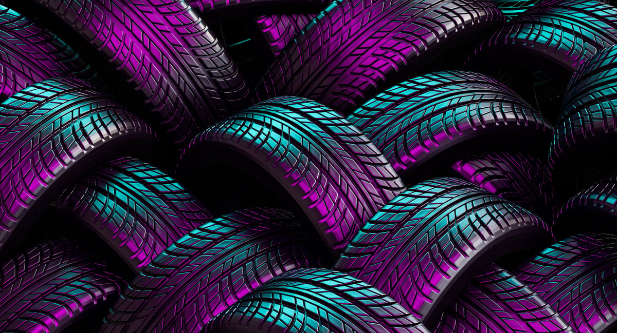 Glowing neon-lit tires